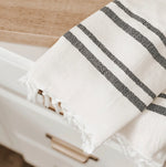 Serviette  100% coton turc - Naturel avec 2 rayures