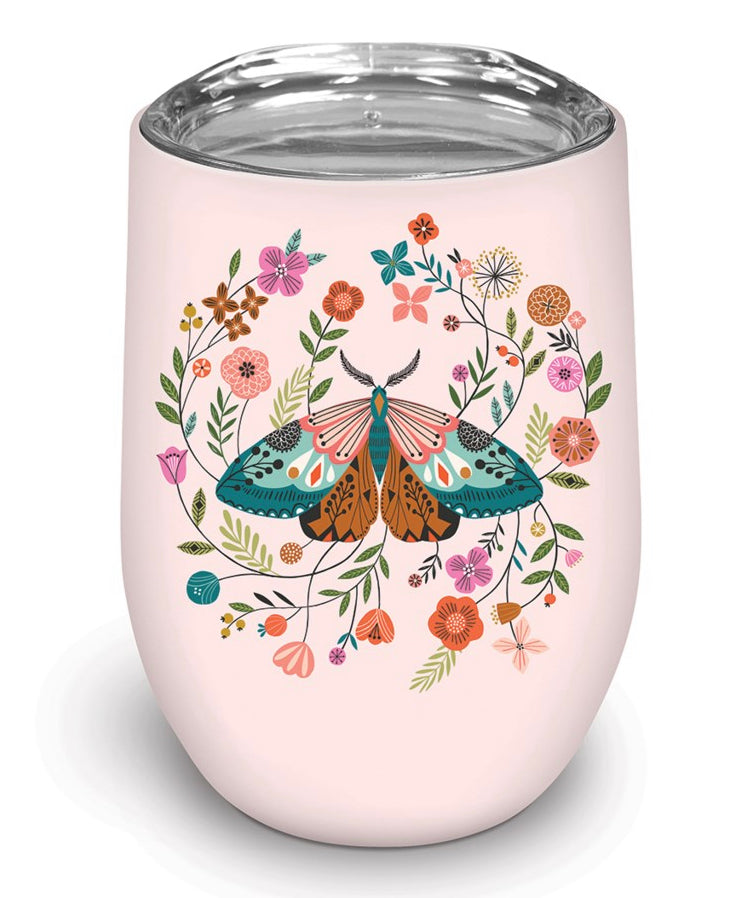 Wine/Coffee Glass - Floral Moth Pastel