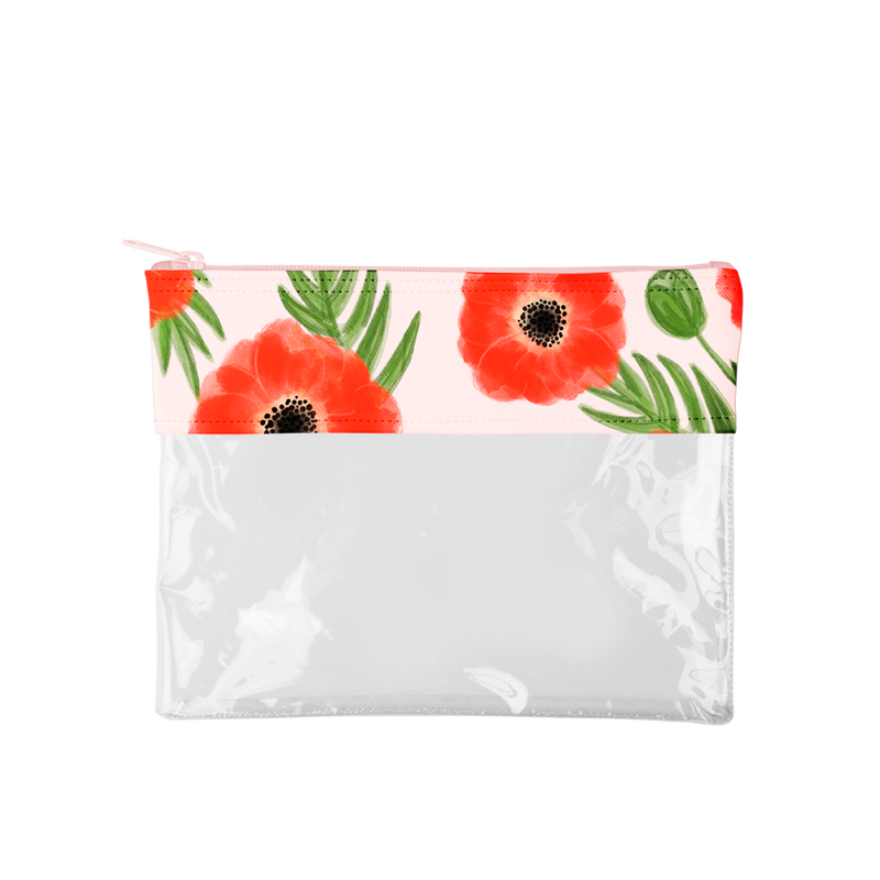 Clear vinyl pouch - Poppies