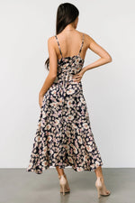 Robe Midi en satin - Indigo Garden
