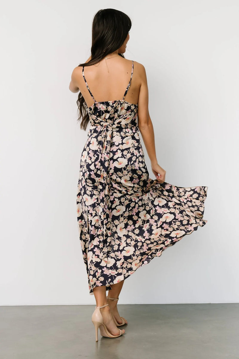 Robe Midi en satin - Indigo Garden