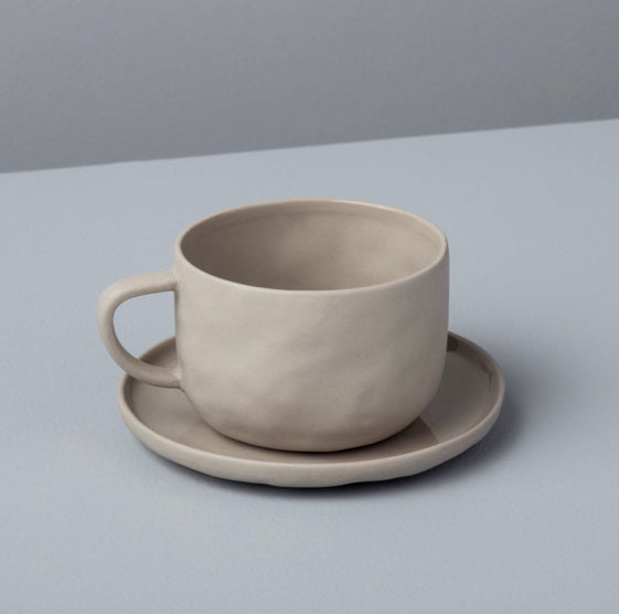 Stoneware Cup and Saucer Set - Sterling