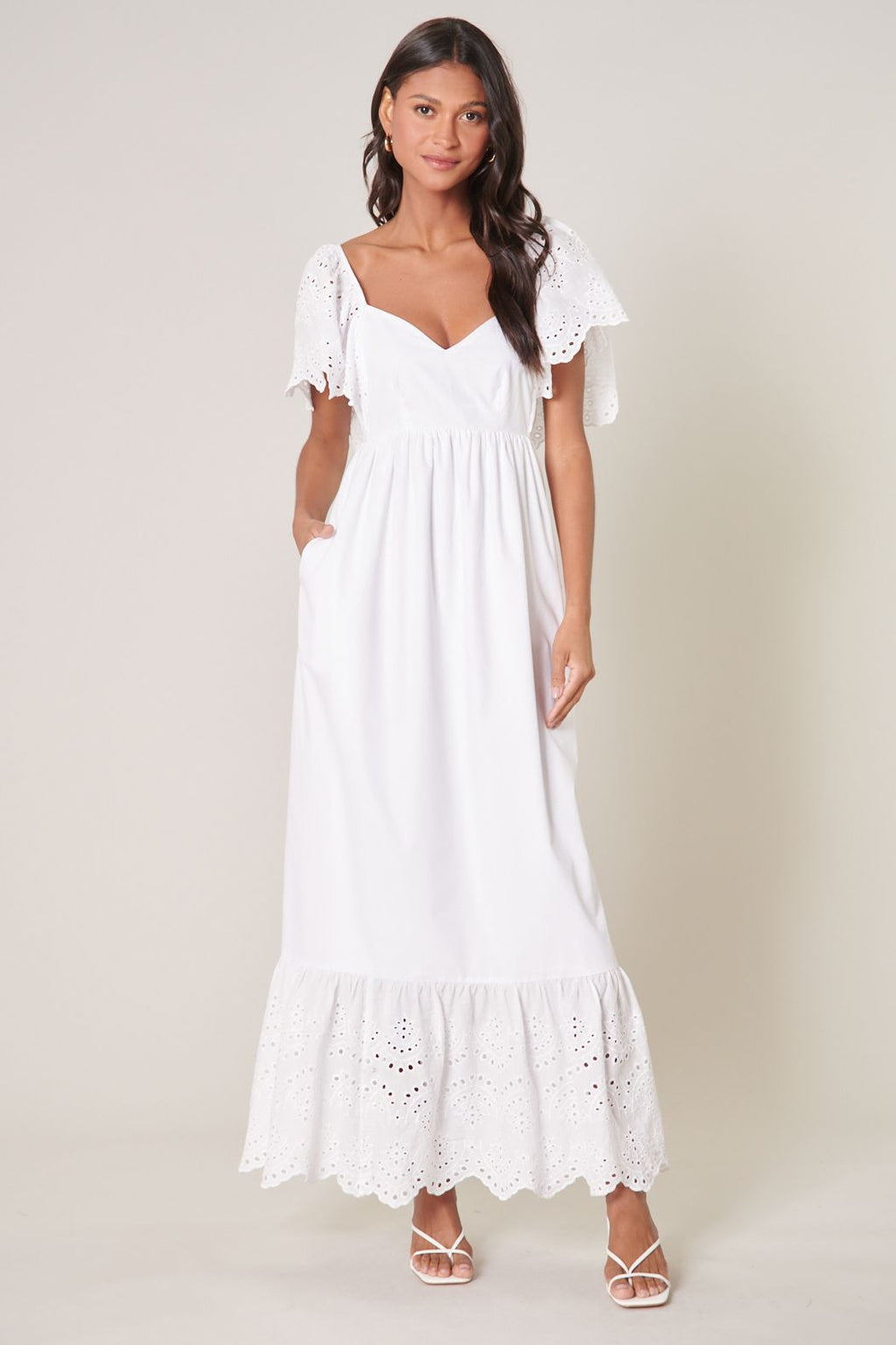Shop the Sweet Embrace Structured Bodice Ruffle Dress White