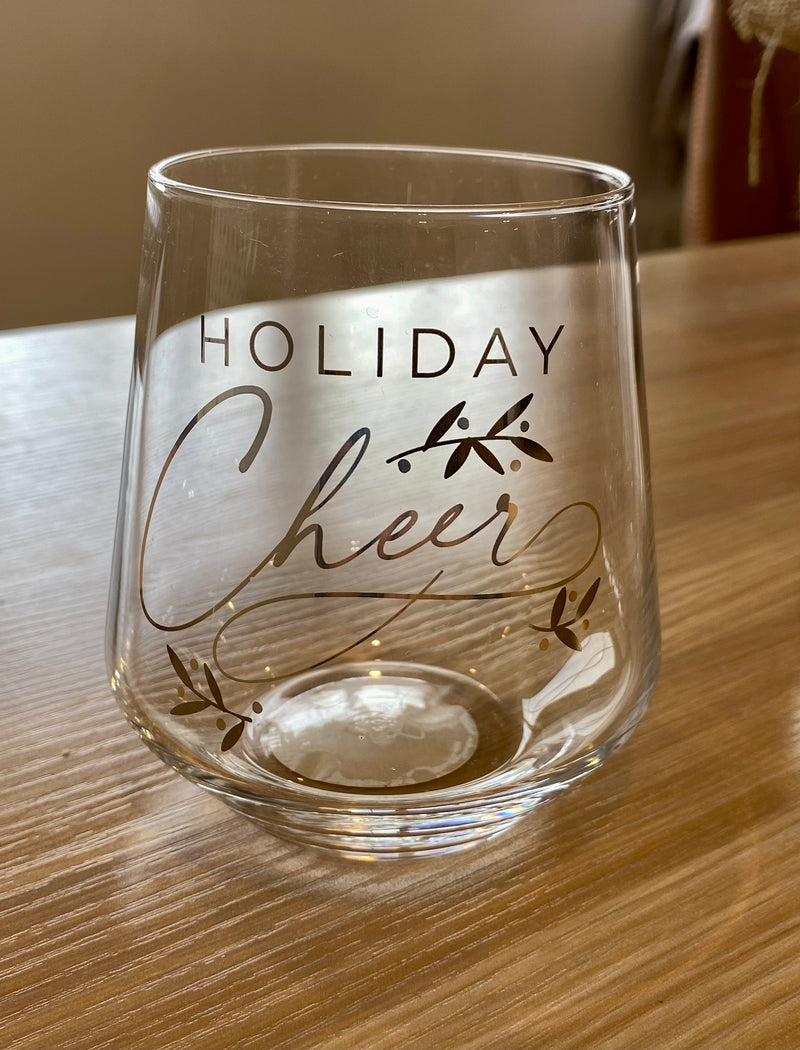 Holiday stemless wine glass - 3 models