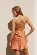 Criss Cross Back Satin Mini Dress - Apricot Sand