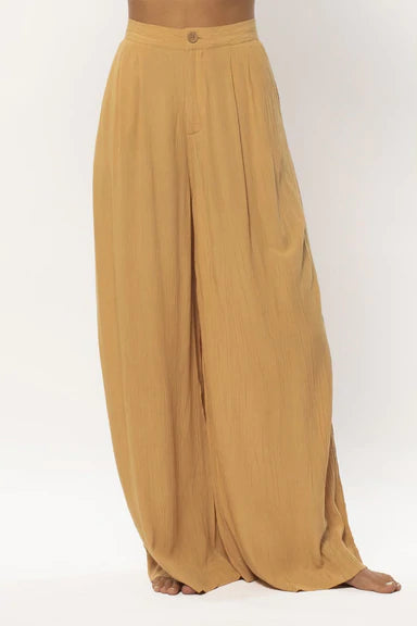 High-waisted fluid wide-leg pants - Cinnamon