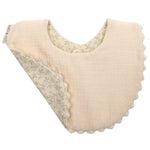 Double-sided bib 100% natural cotton - Ivory Flowers