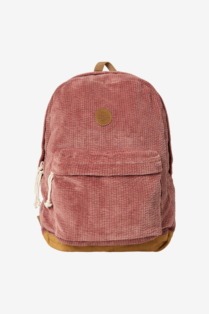 Soft Corduroy Backpack - Burgundy + Tan