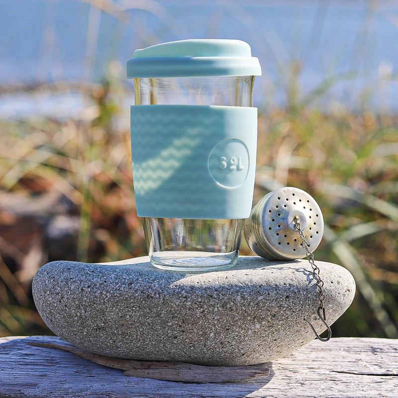 Tasse en verre et manchon en silicone - Cool cyan- 12oz