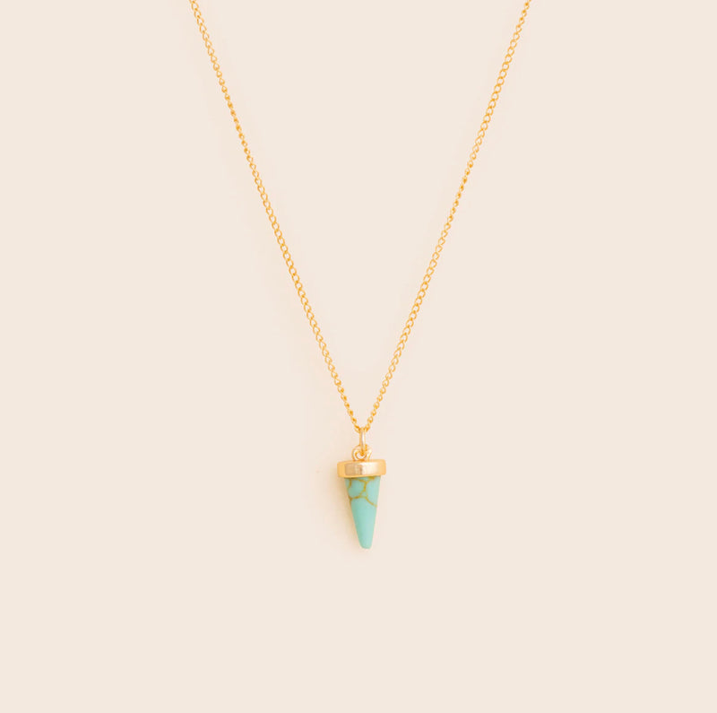 Turquoise Dot Necklace - Gold