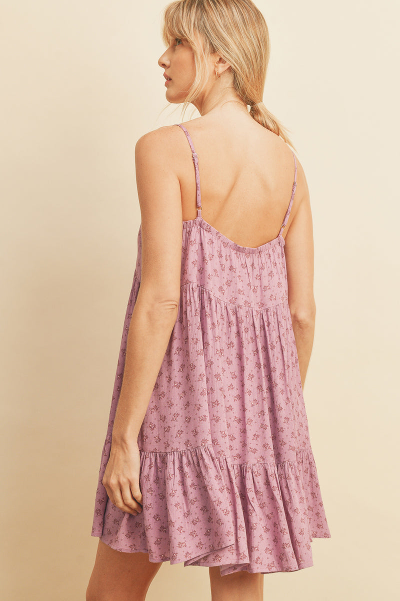 Marina Babydoll Floral Mini Dress - Orchid